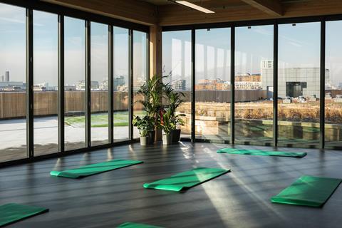 Yoga classes and community group meetings can be held in the rooftop pavilion